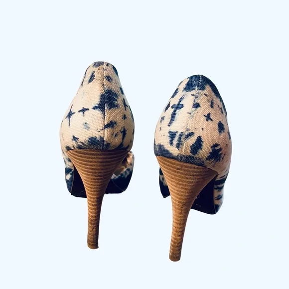 Rachel Rachel Roy Tie Dye Denim Open Toe Pumps - Picture 4 of 6